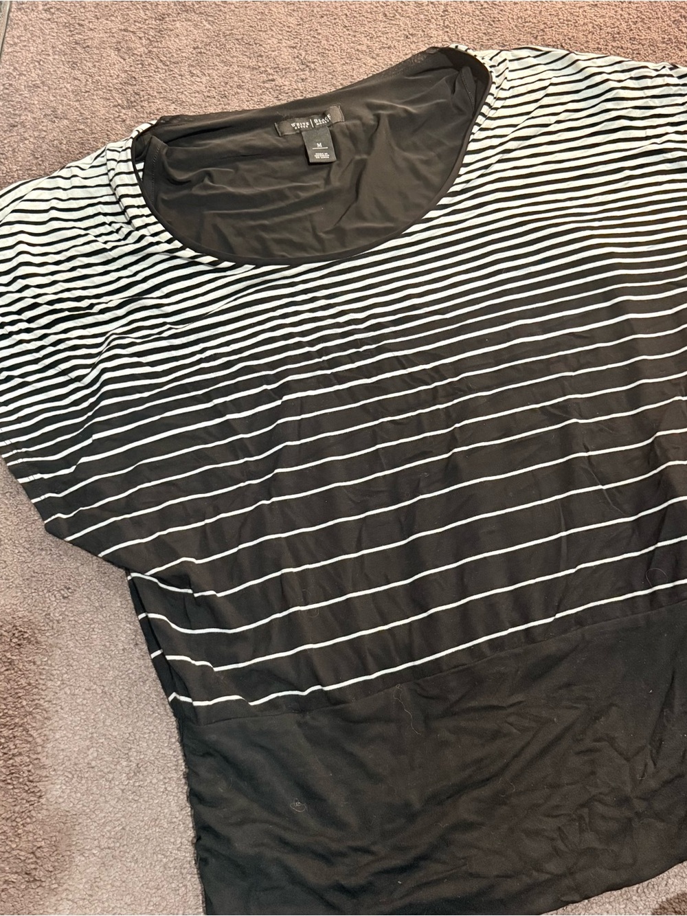 White House Black Market Black and White Striped Short Sleeve Tee